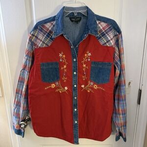 Vintage 90's Carole Little Sport Denim Ladies Button Down‎ Shirt Size 12